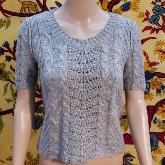 Sparkle & Fade short sleeve metallic sweater small - Picture 1 of 6